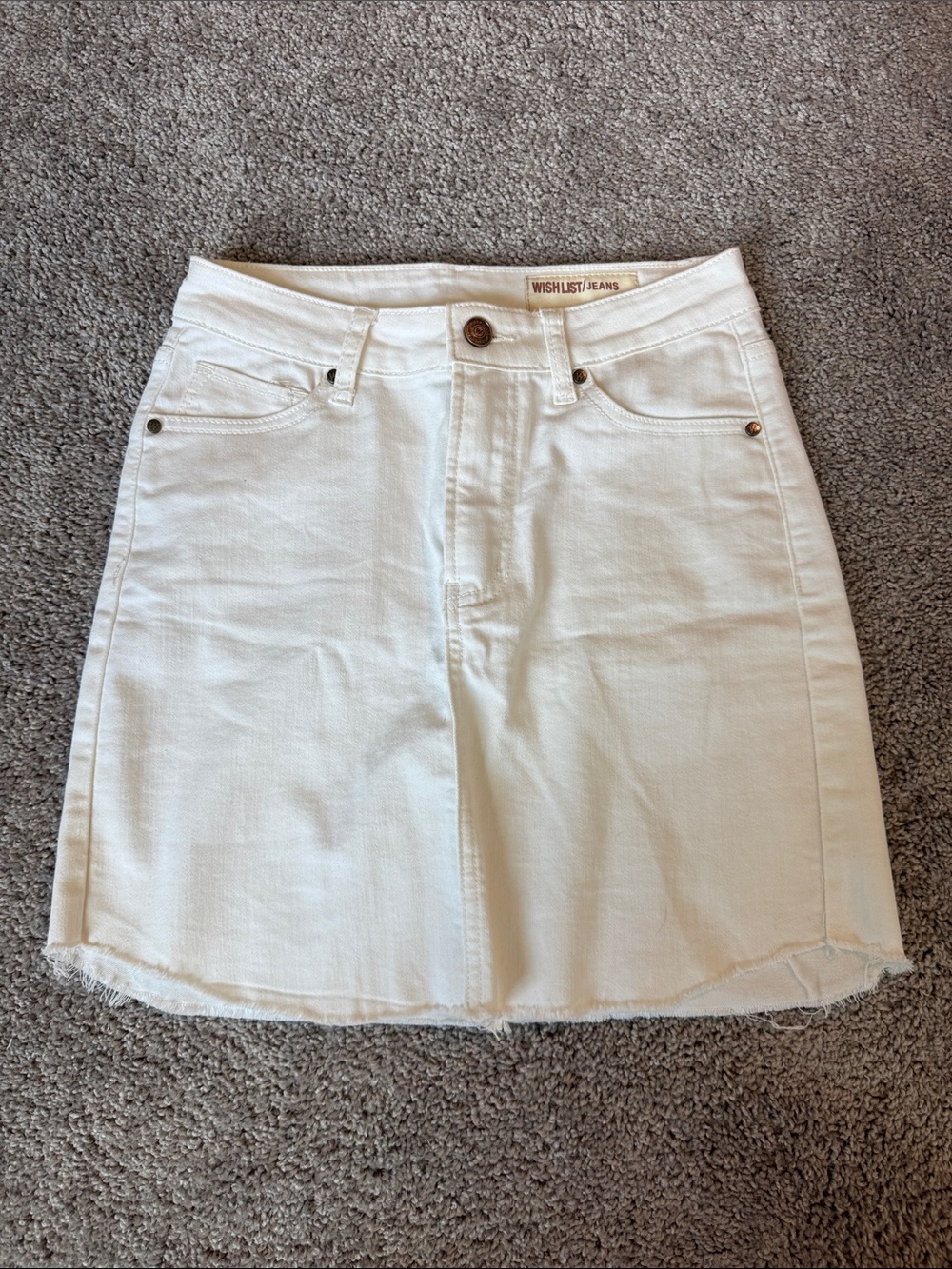 Wishlist White Denim Mini Skirt with Frayed Hem